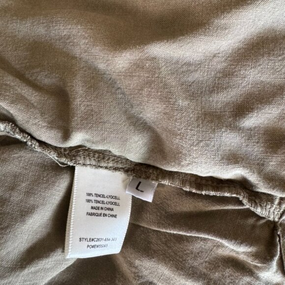 Anthropologie Cloth & Stone Green Button Down Shirt Size L Fatigue Stone Washed - Picture 7 of 11